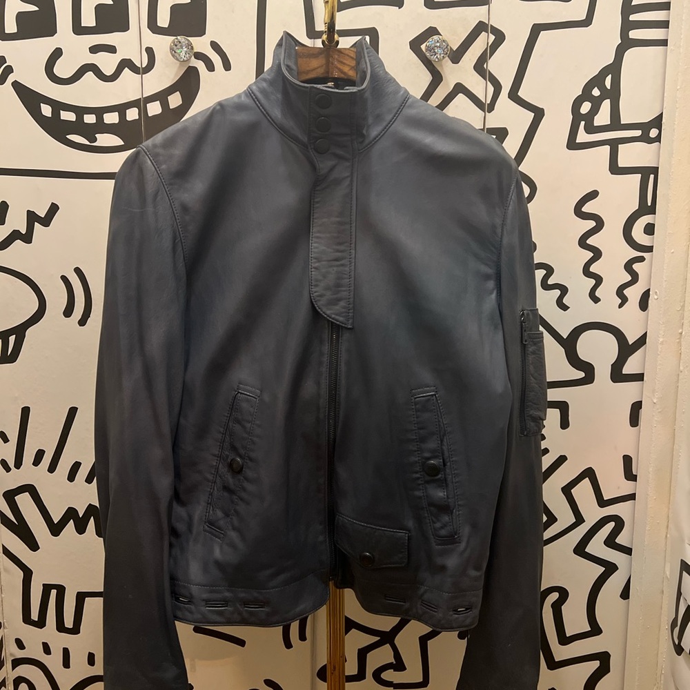 Vintage Yvessaintlaurent grey leather jacket. I just took it to the cleaners.